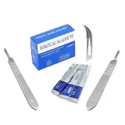 100 Sterile Surgical Blades #12 with 2 Scalpel Handle #3 Medical ENT Dental