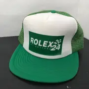 Rolex 24 Daytona Trucker Mesh Snapback Hat Cap Green White Speedway NOS