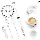 Electric Milk Frother Handheld with 3 Whisks - USB Rechargeable frother 3-Spe...