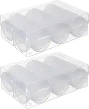 Tofficu 100pcs Coin Collection Storage Case, Round 40mm Clear Coin Display Holders, Commemorative Trays and Protective Boxes for Collector