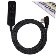 3 Outlet Power Strip Surge Protector Indoor Outdoor Extension Cord 10 Ft Black