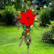 Solar Lighted Red Cross Stake Gravesite Marker Cemetery Tombstone Decoration