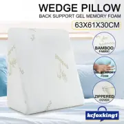 Wedge Cool Gel Memory Foam Pillow High Density Cushion Bamboo Cover 63X61X30CM