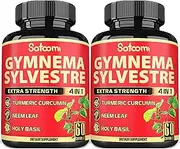 SATOOMI Premium Gymnema Sylvestre Extract Supplement - 4 Herbs Equivalent To 3200mg with Turmeric, Neem Leaf & Holy Basil - Energy Production & Immune System - 2 Packs 60 Vegan Capsules For 4 Months