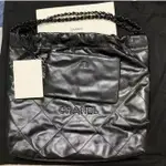 CHANEL 香奈兒 22 BAG SO BLACK 中號 購物袋 肩背包 單肩包 AS3261