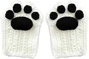 [Riaisttd] Furry Cat Mittens, Winter Plush Fingerless Gloves, Cosplay Fingerless Cat Gloves, Plush Half Finger Mittens, Winter Warm Gloves for Home, Fingerless Cosplay Gloves 5.91x3.54 inches for Home