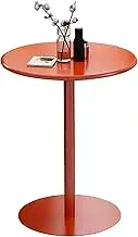 Round Bar Height Table Bistro Pub Table, Cocktail Table with Metal Base and Iron Top, Counter Height Dining Table End Table Coffee Table Orange Kitchen Work Table(60x72cm)