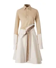 belted patch work dress IT40,IT42 BEIGE/PANNA