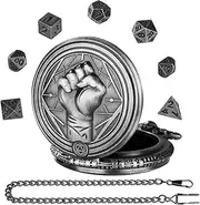 Dice Pocket Watch,Dice Jewelry Case WithFist Pattern - Portable Metal Dice With Pocket Watch Shell, Role Playing Board Games Accessory For Boys