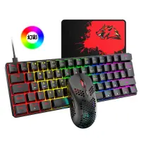 在飛比找露天拍賣優惠-自由狼T60鍵鼠套裝62鍵真機械鍵盤平板筆記本RGB遊戲鍵盤