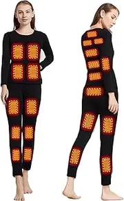[IMYOGI] Cozy 24 Areas Heated Underwears Set, Men Women Electric Thermal Baselayer Shirt and Pant with 3 Heating Level for Outdoor