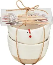 Mud Pie Chicken Farm Tidbit, bowl 2" x 3" dia | toothpick 3", WHITE