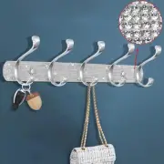 BlackFish Coat Rack Mount, Shiny Silver Rhinestones Wall Hooks, 5 Hooks
