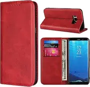 Cavor for Samsung Galaxy S8 Plus Case,Cowhide Pattern Leather Case Magnetic Wallet Cover with Card Slots(6.2") -Wine Red