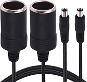 Yeebline Cigarette Lighter Power Supply Cable, 2-Pack Car Cigarette Lighter Female Socket to DC 5.5mm x 2.1mm Plug Jack Adapter