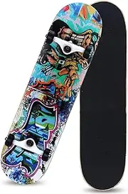 Sports Adult Skateboard, (Alien Creature Pattern) Four-Wheel Professional 31-inch 8-Layer Maple Double Tilt Skateboard Suitable for Young Adults