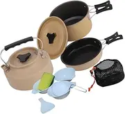 TENOL Camping Cookware Set, Camping Pot, Multipurpose Outdoor Cook Gear Kettle Fry Pan for Cooking Travel Hiking Home Backpacking