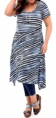TS TAKING SHAPE plus size XS / 14 Milly S/S Crushed Stripe Dress stretch NWT!