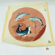 Hand Painted Needlepoint Pattern Canvas Dolphins Swimming Yarn JLT California