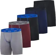 Real Essentials 5 Pack: Mens Compression Shorts - Quick Dry Performance Active Underwear (Available in Big & Tall)
