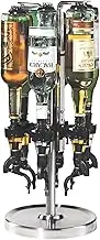 Oggi Revolving Liquor Dispenser, 6-Bottle Optic Stand, Beverage Cocktail Soda Shot Pourer, Wine Holder, Party Drinking Stand for Home Bar Celebrations, Stainless Steel