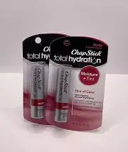 Lot of 2: ChapStick Total Hydration Moisture + Tint Merlot Tinted Lip Balm Tube