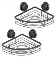 CARLA HOME 2 Pack Round Corner Shower Caddy Shelf Basket Rack with Premium Vacuum Suction Cup No-Drilling for Bathroom and Kitchen