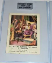 Vintage Bible Study Lesson Color Card Christian King Jerusalem Jeremiah Scroll