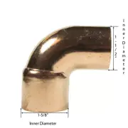 Libra Supply 1-1/2 inch, 1-1/2'' 90 Degree Copper Pressure Street Elbow, FTGxC