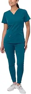 [Adar Uniforms] Adar Pro Flawless Plus Scrub Set for Women - Elevated V-Neck Top & Jogger Scrub Pants - P9600 - Caribbean Blue - M