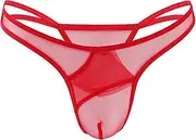 [Generic] Mens Briefs See Through Stretchy Low Rise Triangle Panties Breathable G-String Thongs Comfortable Sports Underwear