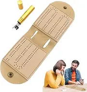 Travel Cribbage,PU Leather Cribbage Travel Board with 4 Metal Pegs - Foldable Portable Tabletop Game for Parties, Picnics, Outdoor Activities, Family