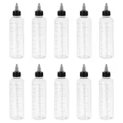 8.5oz(250ml)Plastic Graduated Dispensing Bottle with Black Twist Cap,10Pcs,Clear