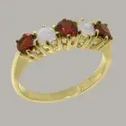 18k Yellow Gold Natural Garnet & Opal Womens Eternity Ring - Sizes 4 to 12