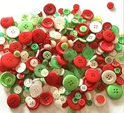 EMAAN 650 Pieces of Christmas Craft Buttons of Various Sizes 2 and 4 Holes Round Craft Buttons - DIY Crafts, Children's Button Painting, Button Bouquets (Red, Green and White)