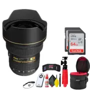 Nikon AF-S NIKKOR 14-24mm f/2.8G ED Lens Bundle(INTL Model) with (2)64GB SD Card