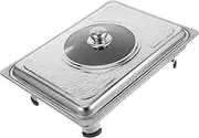 Happyyami Stainless Steel Serving Tray Rectangular Buffet Server Covered Chilled Serving Trays for Parties