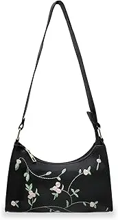 [AfitLulu] Shoulder Bag for Women, Floral Embroidery Prints Mini Purses, Leather Small Shoulder Purse Handbag Zip Closure