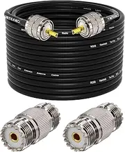 YOTENKO CB Antenna Cable 75ft, RG58 Coaxial UHF PL259 Male Coax Cable + 2PCS UHF SO239 Female Adapter 50 Ohm for CB Ham Radio, SWR Meter, Antenna Analyzer, HF Radio, Amateur Radio