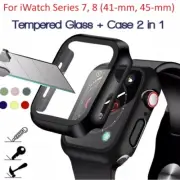 Apple iWatch 7 8 Tempered glass screen protector case full cover for 41mm 45mm