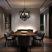 Geometric Star Pendant Light in Satin Black