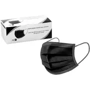50pc Elastic Ear Loop Disposable Protective Face Mask/Mouth Cover 3-Ply Black