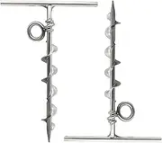 MARINE CITY Stainless Steel Marine Grade Long Grip Spiral Ground Anchor with A O-Ring for Boat Mooring On The Beach,Camping Tent,Screw Dog Tie-Out Stake Backyard (2Pcs)
