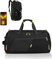 Gym Duffle Bag with Shoe Compartment &Wet Pocket, 3in1 Large Waterproof Sports Gym Bag for Men Women, Travel Duffel Bag Backpack Overnight Weekender Bags with USB Port