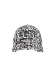 Dolce Gabbana Logo Patch Tweed Baseball Cap 58 grey