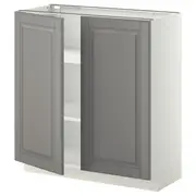 METOD base cabinet with shelves/2 doors, white/Bodbyn grey, 80x37x80 cm