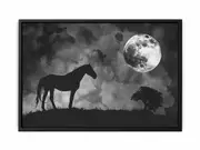 Horse & Moon Framed Framed Art Print