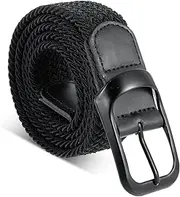 [DOPENSPI] Elastic Stretch Belt Men's Braided Belt Work Belt Black Fabric Belt Braided Leisure Belt Stretchy Belt for Men Women