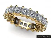 Genuine 3.40Ct Princess Diamond Shared Eternity Band Solid 10k Yellow Gold GH I1