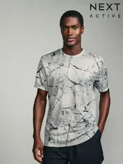 White Active Gym Printed Training T-Shirt (B07745) | $36